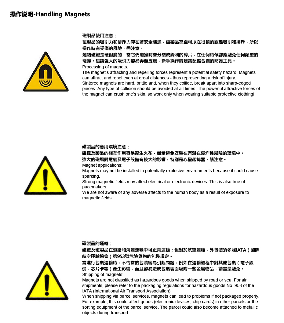 操作说明 Handling Magnets